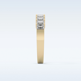 Beautiful Half Eternity Wedding Band with 1.42 CT Emerald Cut Moissanite
