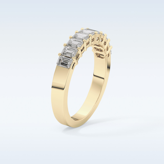 Beautiful Half Eternity Wedding Band with 1.42 CT Emerald Cut Moissanite