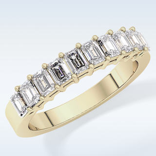 Beautiful Half Eternity Wedding Band with 1.42 CT Emerald Cut Moissanite