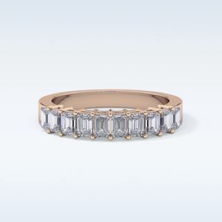 Beautiful Half Eternity Wedding Band with 1.42 CT Emerald Cut Moissanite