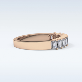 Beautiful Half Eternity Wedding Band with 1.42 CT Emerald Cut Moissanite