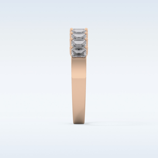 Beautiful Half Eternity Wedding Band with 1.42 CT Emerald Cut Moissanite