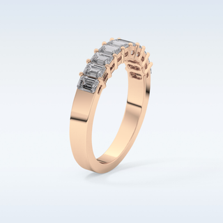 Beautiful Half Eternity Wedding Band with 1.42 CT Emerald Cut Moissanite