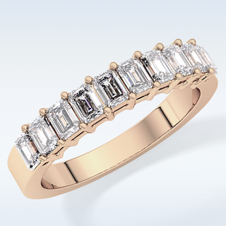 Beautiful Half Eternity Wedding Band with 1.42 CT Emerald Cut Moissanite