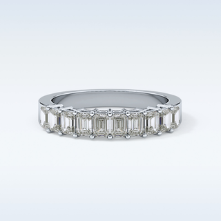 Beautiful Half Eternity Wedding Band with 1.42 CT Emerald Cut Moissanite