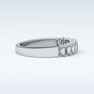 Beautiful Half Eternity Wedding Band with 1.42 CT Emerald Cut Moissanite