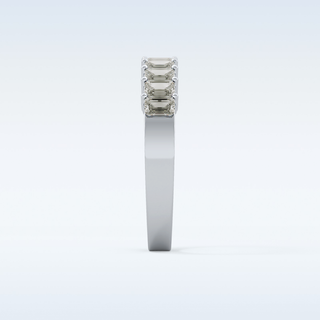 Beautiful Half Eternity Wedding Band with 1.42 CT Emerald Cut Moissanite