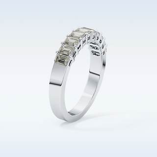 Beautiful Half Eternity Wedding Band with 1.42 CT Emerald Cut Moissanite