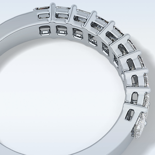 Beautiful Half Eternity Wedding Band with 1.42 CT Emerald Cut Moissanite