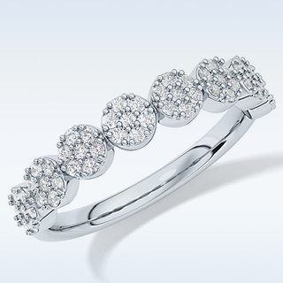 Beautiful Half Eternity Wedding Band with 0.46 CT Round Cut Moissanite