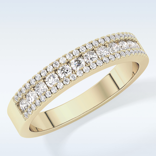 Beautiful Half Eternity Wedding Band with 0.6 CT Round Cut Moissanite