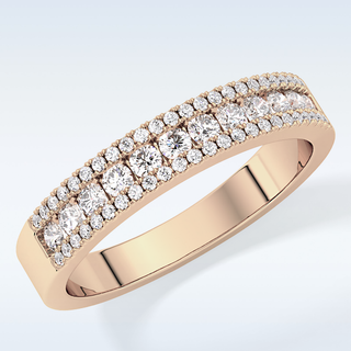Beautiful Half Eternity Wedding Band with 0.6 CT Round Cut Moissanite
