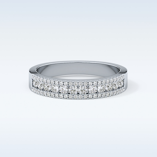 Beautiful Half Eternity Wedding Band with 0.6 CT Round Cut Moissanite