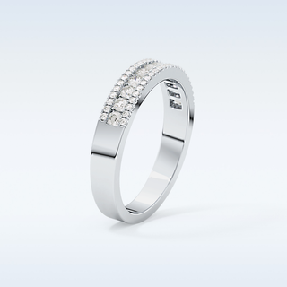 Beautiful Half Eternity Wedding Band with 0.6 CT Round Cut Moissanite