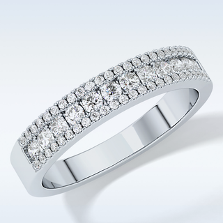 Beautiful Half Eternity Wedding Band with 0.6 CT Round Cut Moissanite