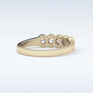 Beautiful 5 Stones & Halo Wedding Band with 0.53 CT Round Cut Moissanite