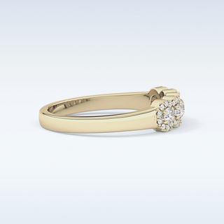 Beautiful 5 Stones & Halo Wedding Band with 0.53 CT Round Cut Moissanite