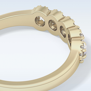 Beautiful 5 Stones & Halo Wedding Band with 0.53 CT Round Cut Moissanite
