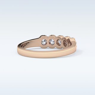 Beautiful 5 Stones & Halo Wedding Band with 0.53 CT Round Cut Moissanite