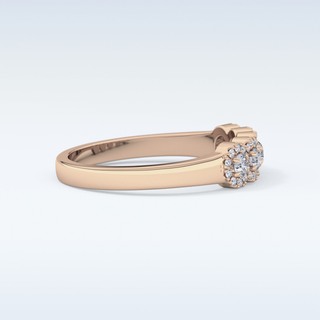 Beautiful 5 Stones & Halo Wedding Band with 0.53 CT Round Cut Moissanite