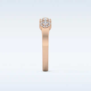 Beautiful 5 Stones & Halo Wedding Band with 0.53 CT Round Cut Moissanite