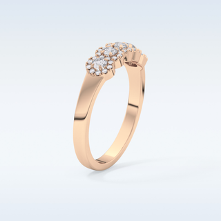 Beautiful 5 Stones & Halo Wedding Band with 0.53 CT Round Cut Moissanite