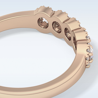 Beautiful 5 Stones & Halo Wedding Band with 0.53 CT Round Cut Moissanite