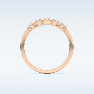Beautiful 5 Stones & Halo Wedding Band with 0.53 CT Round Cut Moissanite