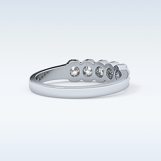 Beautiful 5 Stones & Halo Wedding Band with 0.53 CT Round Cut Moissanite