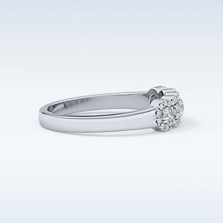Beautiful 5 Stones & Halo Wedding Band with 0.53 CT Round Cut Moissanite
