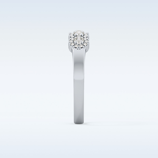 Beautiful 5 Stones & Halo Wedding Band with 0.53 CT Round Cut Moissanite