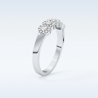 Beautiful 5 Stones & Halo Wedding Band with 0.53 CT Round Cut Moissanite