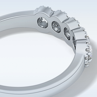 Beautiful 5 Stones & Halo Wedding Band with 0.53 CT Round Cut Moissanite
