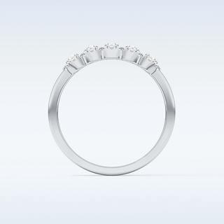 Beautiful 5 Stones & Halo Wedding Band with 0.53 CT Round Cut Moissanite
