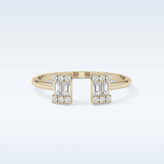 Beautiful Open Style  Wedding Band with 0.34 CT Round & Emerald Cut Moissanite