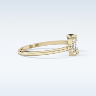 Beautiful Open Style  Wedding Band with 0.34 CT Round & Emerald Cut Moissanite