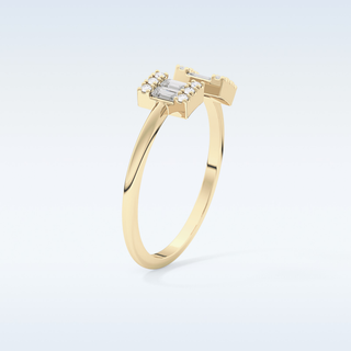 Beautiful Open Style  Wedding Band with 0.34 CT Round & Emerald Cut Moissanite