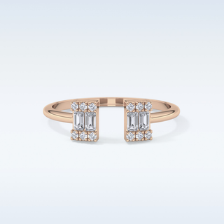 Beautiful Open Style  Wedding Band with 0.34 CT Round & Emerald Cut Moissanite