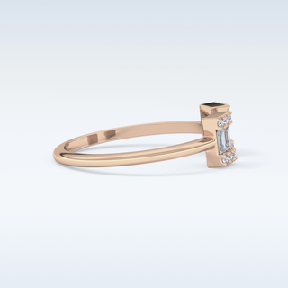 Beautiful Open Style  Wedding Band with 0.34 CT Round & Emerald Cut Moissanite