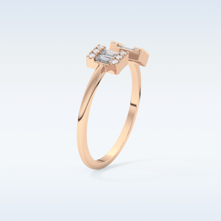 Beautiful Open Style  Wedding Band with 0.34 CT Round & Emerald Cut Moissanite