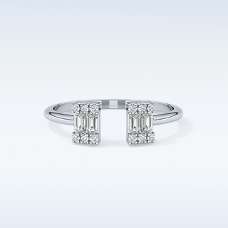 Beautiful Open Style  Wedding Band with 0.34 CT Round & Emerald Cut Moissanite