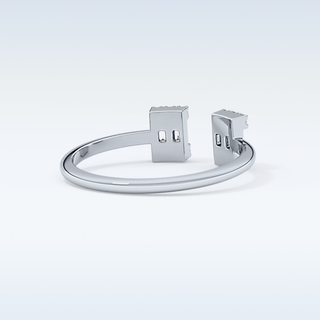 Beautiful Open Style  Wedding Band with 0.34 CT Round & Emerald Cut Moissanite