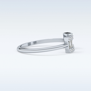 Beautiful Open Style  Wedding Band with 0.34 CT Round & Emerald Cut Moissanite