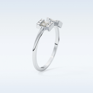 Beautiful Open Style  Wedding Band with 0.34 CT Round & Emerald Cut Moissanite