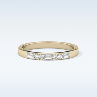Beautiful Alternative Setting Wedding Band with 0.31 CT Round & Baguette Cut Moissanite