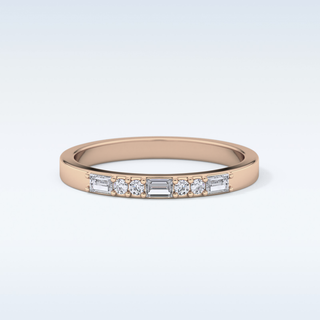 Beautiful Alternative Setting Wedding Band with 0.31 CT Round & Baguette Cut Moissanite