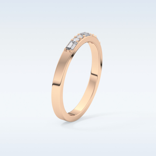 Beautiful Alternative Setting Wedding Band with 0.31 CT Round & Baguette Cut Moissanite