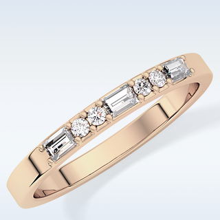 Beautiful Alternative Setting Wedding Band with 0.31 CT Round & Baguette Cut Moissanite