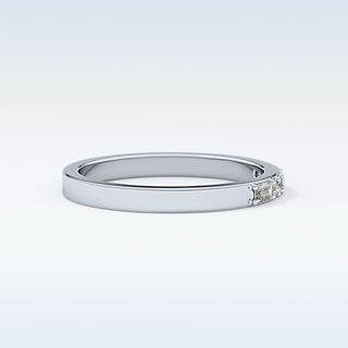 Beautiful Alternative Setting Wedding Band with 0.31 CT Round & Baguette Cut Moissanite