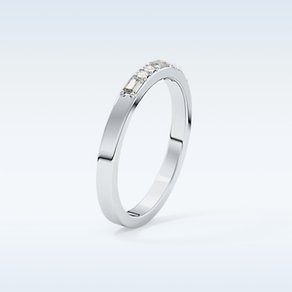 Beautiful Alternative Setting Wedding Band with 0.31 CT Round & Baguette Cut Moissanite